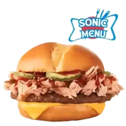 pulled pork bbq cheeseburger